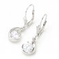 925 Sterling Silver CZ Center Dangle Hoop Huggie Earrings New Free Shipping