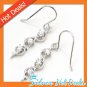 925 Sterling Silver 3 Stones Cubic Zirconia Dangle Earrings New Free Shipping