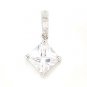 925 Sterling Silver Square White Cubic Zirconia Pendant New Free Shipping