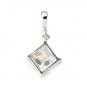 925 Sterling Silver Square White Cubic Zirconia Pendant New Free Shipping