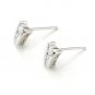 925 Sterling Silver 3 Stones Cubic Zirconia Stud Earrings New Free Shipping