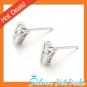 925 Sterling Silver 3 Stones Cubic Zirconia Stud Earrings New Free Shipping