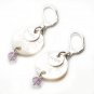 Genuine Amethyst Mother of Pearl Sterling Silver Dangle Earring New Free Ship