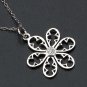 Summer Sale 925 Sterling Silver Filigree Flower Pendant Cubic Zirconia Free Ship