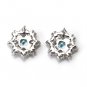 925 Sterling Silver White Cubic Zirconia Blue Topaz Flower Stud Earrings Gift