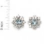 925 Sterling Silver White Cubic Zirconia Blue Topaz Flower Stud Earrings Gift