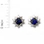 New Blue White 925 Sterling Silver Flower Stud Earrings Vintage Gift Free Ship