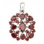 Jan Luxury 925 Sterling Silver Pendant Genuine Red Garnet Vintage Free Shipping