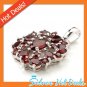 Jan Luxury 925 Sterling Silver Pendant Genuine Red Garnet Vintage Free Shipping