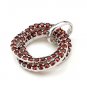 Jan Gen Red Garnet 925 Sterling Silver 3 Circle Pendant Costume New Free Ship