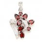 Heart Flower Sterling Silver Genuine Red Garnet Pendant Boutique New Free Ship