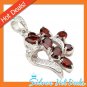Heart Flower Sterling Silver Genuine Red Garnet Pendant Boutique New Free Ship