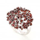 Red Grand Garnet Flower 925 Sterling Silver Ring 7 Vintage Costuem New Free Ship