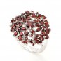 Red Grand Garnet Flower 925 Sterling Silver Ring 7 Vintage Costuem New Free Ship
