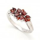 925 Sterling Silver Ring Genuine Garnet Jan Gift New Free Ship Luxury Alluring