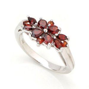 925 Sterling Silver Ring Genuine Garnet Jan Gift New Free Ship Luxury Alluring