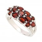 8.25 Genuine Garnet Red Flower 925 Sterling Silver Ring New Free Ship Classic