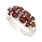 8.25 Genuine Garnet Red Flower 925 Sterling Silver Ring New Free Ship Classic