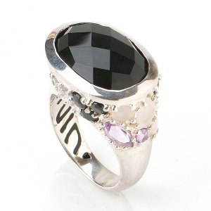Men Ring Genuine Onyx Amethyst 925 Sterling Silver Jewelry New Free Ship Vintage