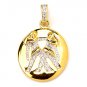 GEMINI ASTROLOGY PENDANT CZ GOLD 925 STERLING SILVER