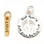 2 Set Vintage 925 Sterling Silver Pendant Love Family New Free Shipping 2 Tone