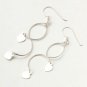 .925 Sterling Silver Dancing Heart Dangle Valentine Hoop Earrings New Free Ship
