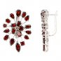 New Genuine Red Garnet 925 Sterling Silver Clip Earring Vintage Gift Free Ship