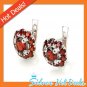Vintage Genuine Red Garnet 925 Sterling Silver Clip Earring Gift New Free Ship