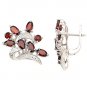 925 Sterling Silver Heart Flower Clip Earrings Genuine Red Garnet New Free Ship