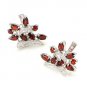 925 Sterling Silver Heart Flower Clip Earrings Genuine Red Garnet New Free Ship