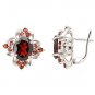 Flower Red Genuine Garnet 925 Sterling Silver Clip Earring New Free Ship