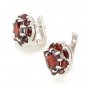 Clip Earring 925 Sterling Silver Genuine Red Garnet New Vintage Free Shipping