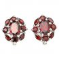 Clip Earring 925 Sterling Silver Genuine Red Garnet New Vintage Free Shipping