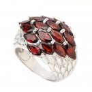 925 Sterling Silver Ring Sz 9 Genuine Red Garnet Costume Gifts Fashion Free Ship