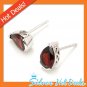 Costume Genuine Red Garnet 925 Sterling Silver Stud Earrings New Gift Free Ship