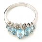 Impress 925 Sterling Silver Fashion Ring Gen Blue Topaz Ring 8.5 New Free Ship