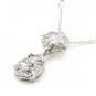 Luxury 925 Sterling Silver Cubic Zirconia 16"+2" Extra Necklace New Free Ship