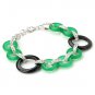 Summer Sale 925 Sterling Silver Green Black Jade Vintage Bracelet 7" Free Ship
