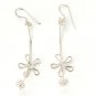 Dancing Flower .925 Sterling Silver Polish Hoop Earrings Vintage New Gift Fancy