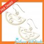 Beautiful Hoop .925 Sterling Silver Earrings Half Moon Dangle Valentine Gift
