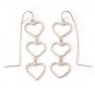 Valentine Gift .925 Sterling Silver Earring Rope Triple Heart New Free Ship