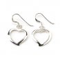 925 Sterling Silver Open Heart Hoop Earrings Vintage Valentine Gift Free Ship