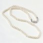 19" White Glass Pearl New 925 Sterling Silver Vintage Gift Free Ship Costume