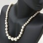 925 Sterling Silver White Glass Pearl 16" Necklace New Free Ship Classic Mom