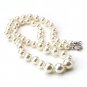 925 Sterling Silver White Glass Pearl 16" Necklace New Free Ship Classic Mom