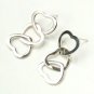 Valentine Gift Triple Open Heart .925 Sterling Silver Link Dangle Stud Earrings