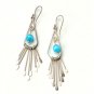 925 Sterling Silver Pear Dangle Earring Blue Cat Eye Cute New Gift Vintage