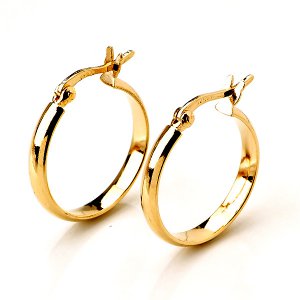 Gift 925 Sterling Silver Circle Hoop Earrings Gold Plate New Cute Free Shipping