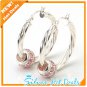 Pink Cubic Zirconia Twist Circle Huggie Earrings Sterling Silver New Fashion