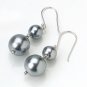 Gray Glass Pearl Dangle Earrings 925 Sterling Silver Summer Sale Free Ship
